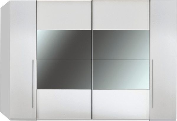 Kleiderschrank >Mega< in Weiß / Spiegel - 312x226x61cm (BxHxT)