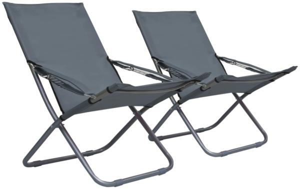 vidaXL Klappbare Strandstühle 2 Stk. Stoff Grau 47905