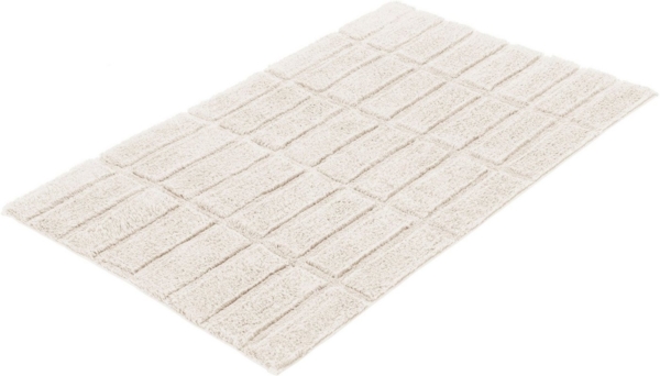 Kleine Wolke Badematte Tiles, Höhe 13 mm, rutschhemmend beschichtet, fußbodenheizungsgeeignet, Baumwolle, rechteckig, Badteppich, Uni Farben, Hoch-Tief Effekt