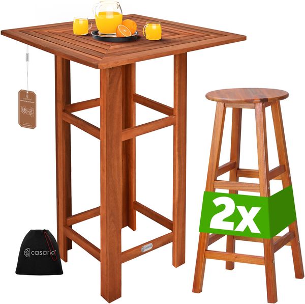 CASARIA® Bartisch mit Hocker Set Outdoor Indoor