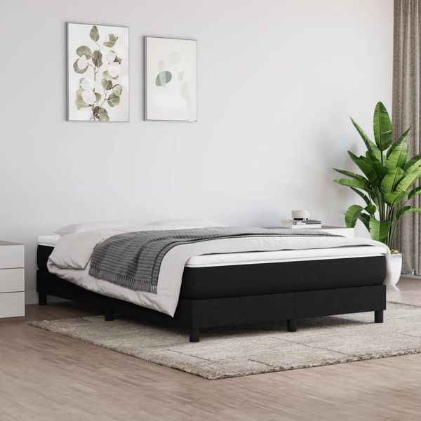 vidaXL Boxspringbett mit Matratze Schwarz 140x190 cm Stoff 3144071