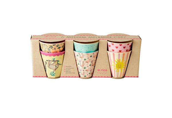 rice Kinderbecher Melamin Kids Becher Set Funky Medium 6er Set farbenfroh