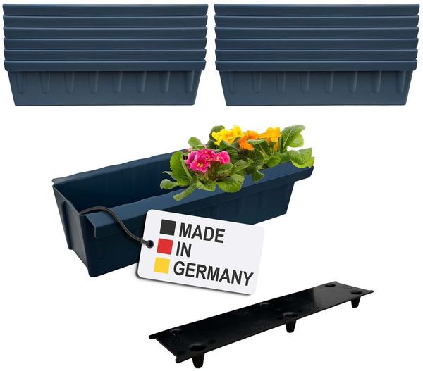 BURI Euro-Paletten Blumenkästen-Einsätze inkl. Bewässerungsmatte | 37,3cm | Pflanzkasten für Europalette Palette | Balkonkasten | Blumentopf | aus stabilen Kunststoff | Made in Germany