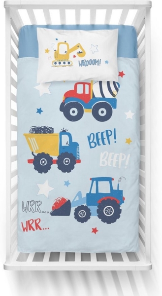 Detexpol Babybettwäsche Set Baumaschinen 2tlg. 100% Baumwolle Größe: 100x135 cm, 40x60 cm, Baumwolle, 2 teilig Bild 2