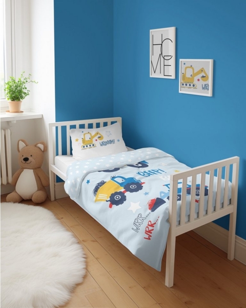 Detexpol Babybettwäsche Set Baumaschinen 2tlg. 100% Baumwolle Größe: 100x135 cm, 40x60 cm, Baumwolle, 2 teilig Bild 3