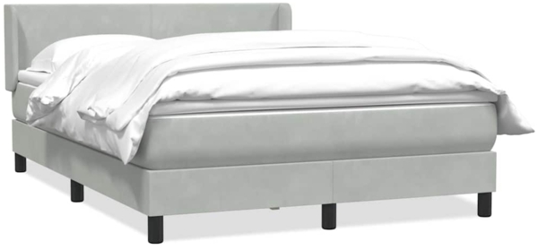 vidaXL Boxspringbett mit Matratze Hellgrau 140x210 cm Samt 3317943