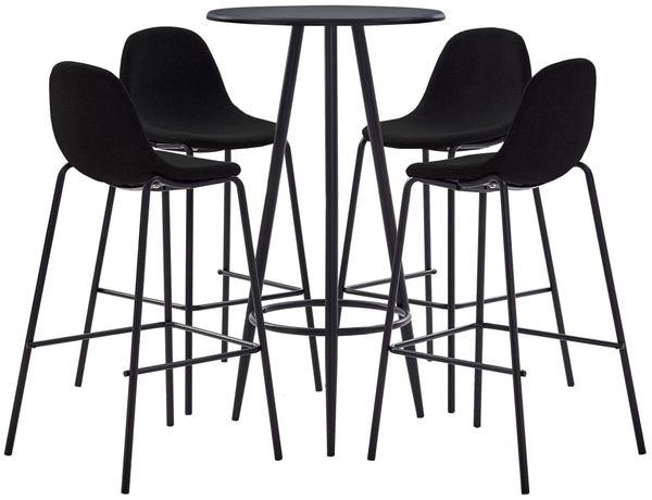 vidaXL 5-tlg. Bar-Set Stoff Schwarz [3051130]