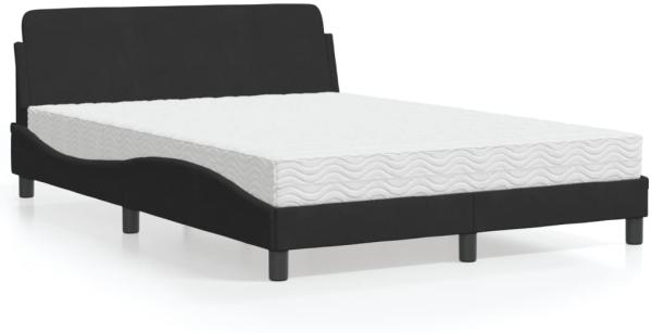 vidaXL Bett mit Matratze Schwarz 140x200 cm Samt 3208413