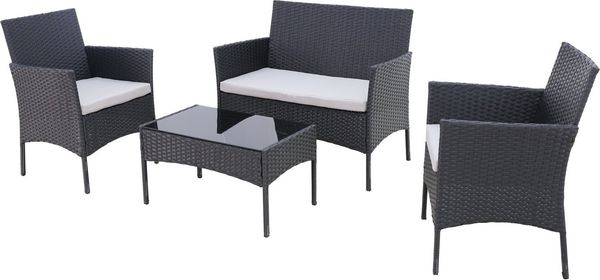KONIFERA Gartenlounge-Set Balkonset »Palma«, (Set, 7-tlg, 1x2er Sofa, 2 Sessel, Tisch 41x71x39 cm, inkl. Auflagen), Stahl/Polyrattan