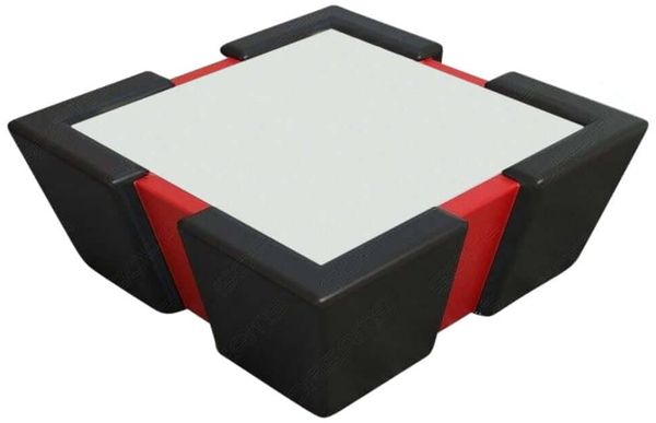 Leder Couchtisch Apollonia – Mit LED Beleuchtung - Echtleder - Schwarz-Rot