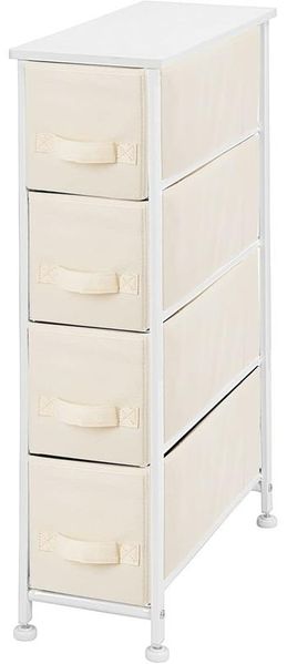 Stoffkommode Schrank Organizer 4 Fächer Aufbewahrungssystem mDesign creme/weiß
