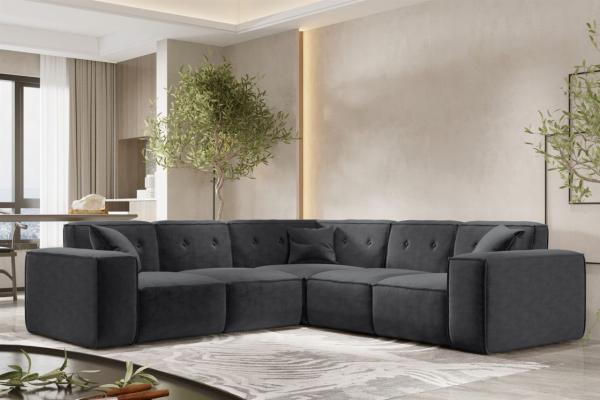 Ecksofa Designersofa CESINA in Stoff Perfect Harmony Anthrazit Seite Universal