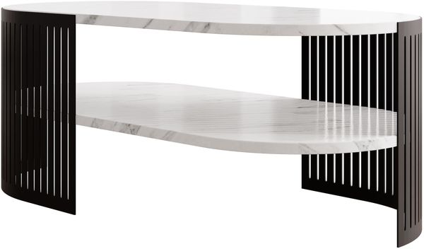 Couchtisch Fahugin Oval II (Farbe: Schwarz / Bianco Marmor)