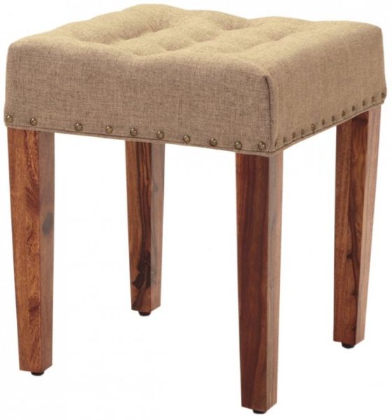 Hocker mit Bezug 40x45x40 aus Sheesham-Massivholz