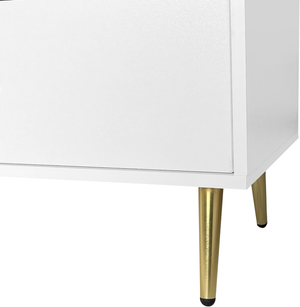 Sideboard Weiß 140 cm mit 7 Schubladen, moderne Kommode mit goldenen Griffen, Aufbewahrungsschrank, Wohnzimmer Sideboard Bild 10