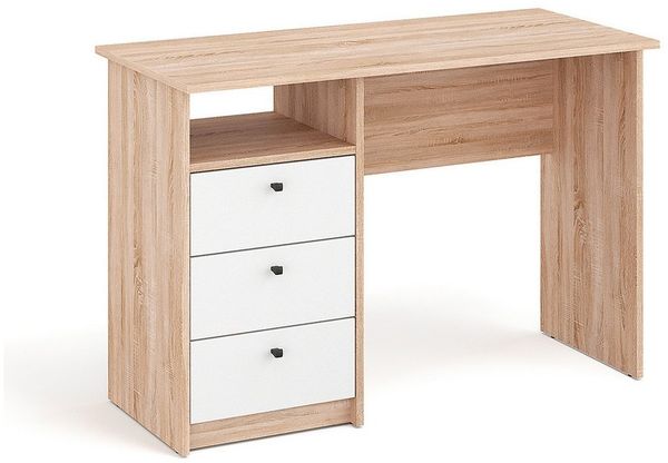 KOMTO Schreibtisch Oslo 110 H Griffe Computertisch Klein Arbeitstisch mit Schubladen, Büro PC-Tisch Kinderschreibtisch Schreibtisch 110 x 50 x 74 cm