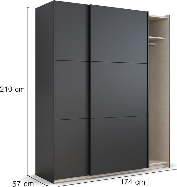 rauch Kleiderschrank; Schwebetürenschrank KRONACH, 2-türig, Graumetallic, 175x210x59xcm Bild 4