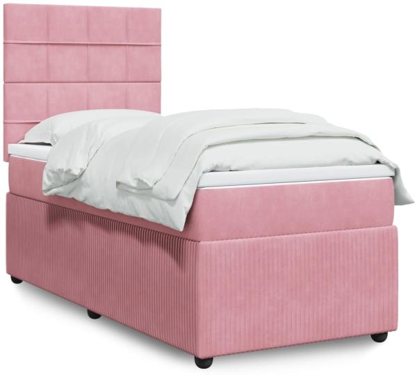 vidaXL Boxspringbett mit Matratze Rosa 100x200 cm Samt 3294567