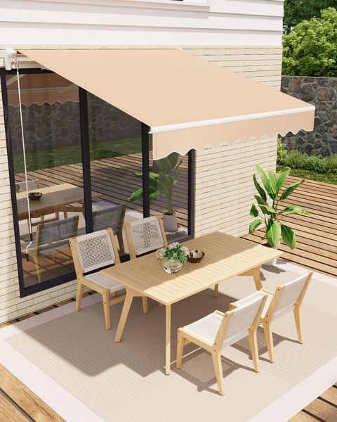 Garveelife Gelenkarmmarkise 350x250 cm, UV40+ & wasserabweisend, mit Kurbel & Wandhalterung Länge + Winkel einstellbar, Markise für Terrasse & Balkon, Sonnenschutz Balkonmarkise Gelenkmarkise