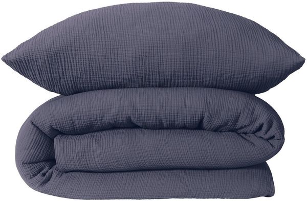 Schiesser Bettwäscheset Molly - Musselin - 2-teilig - 135 x 200 cm - Indigo