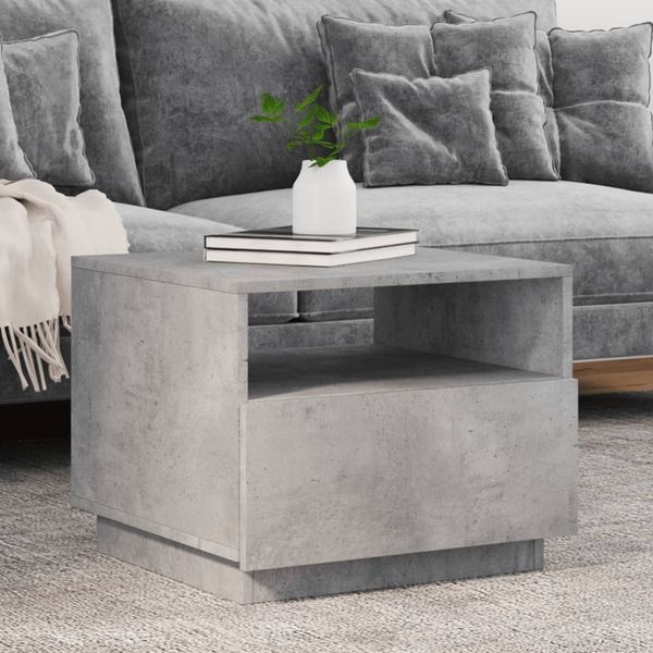 vidaXL Couchtisch mit LED-Leuchten Betongrau 50x49x40 cm 839829