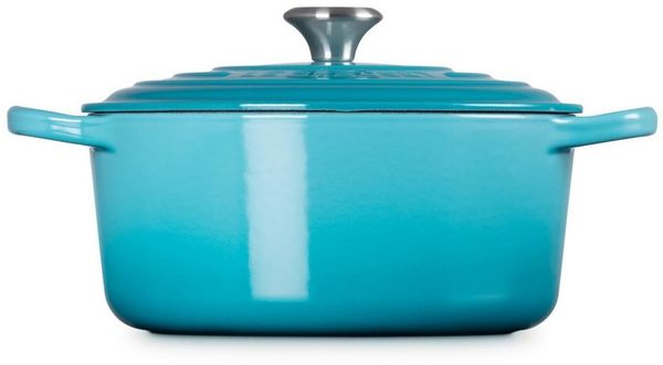Le Creuset Signature Gusseisen-Bräter mit Deckel, Für alle Herdarten und Induktion geeignet, Rund, Karibik, 22,0 cm, 3.3 Bild 3