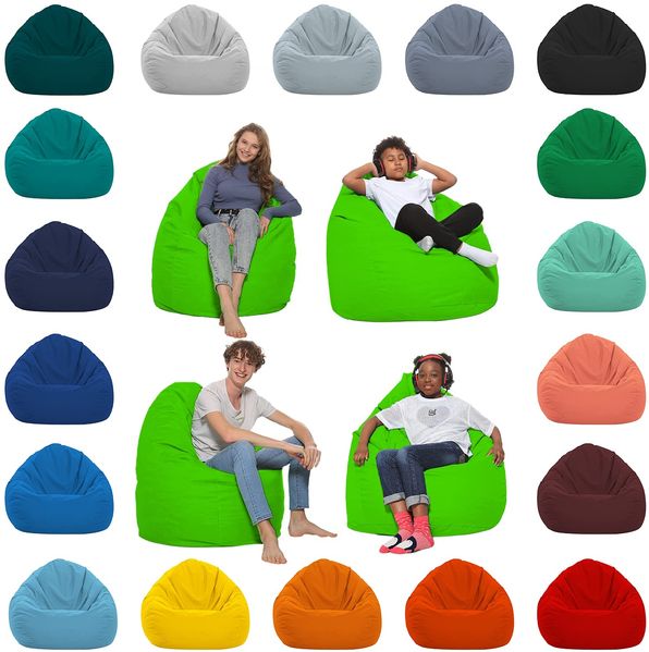 HomeIdeal - Sitzsack XXL Bodenkissen für Erwachsene & Kinder - Geeignet für Gaming oder Entspannen - Indoor wie Outdoor da er Wasserfest ist - mit EPS Perlen, Farbe:Neongrün, Größe:XXL