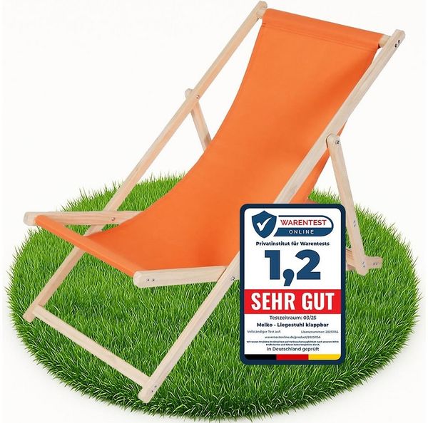 Melko Gartenstuhl Strandliege Liegestuhl Gartenliege Holz Freizeitliege Campingliege (Stück, 1 St), Inkl. Sicherung gegen ungewolltes Zusammenklappen