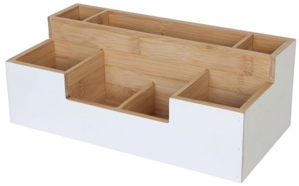 Relaxdays Schreibtisch Organizer Bambus 7 Fächer