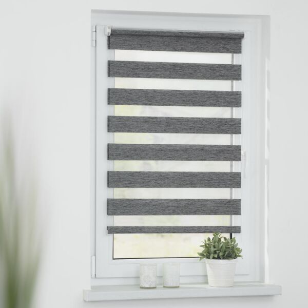 Lichtblick Sonnenschutzsysteme GmbH Doppelrollo Askersund 90 cm x 220 cm (BxL) Dunkelgrau modernes Duo Rollo mit aufregenden Designs; Klemm- und schraubbar; Lichtdurchlässig und blickdicht