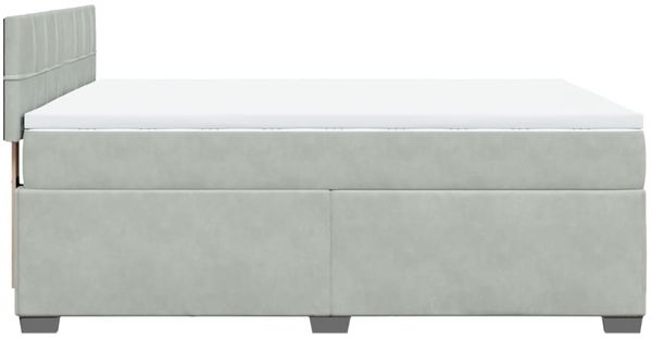 vidaXL Boxspringbett mit Matratze Hellgrau 140x190 cm Samt 3286306 Bild 9