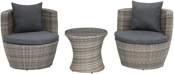 Beliani 'CAPRI' Bistro Set mit Kissen, PE Rattan grau