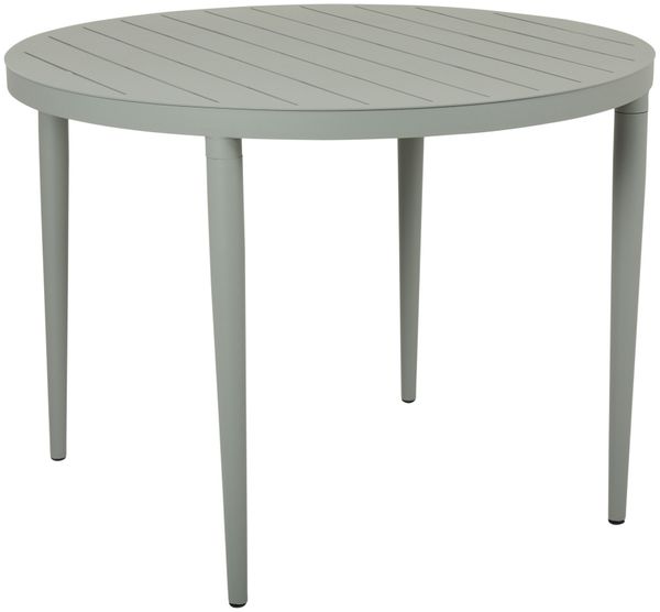 Gartenesstisch Bigby aus Aluminium, modern rund, hellgrün, für 3–4 Personen, Ø 100 cm