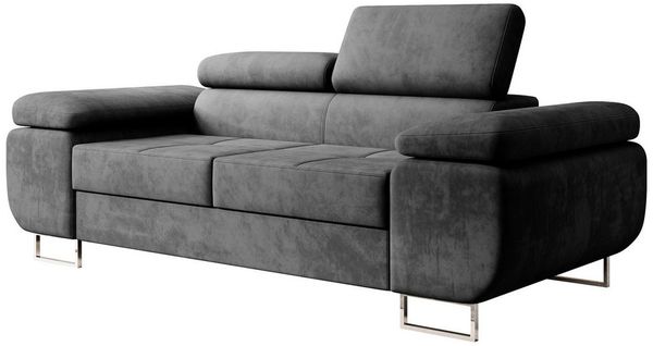 M-Punkt24 Big-Sofa Miami, mit verstellbaren Kopfstützen, Anthrazit, Grau, mit Kopfteilverstellung