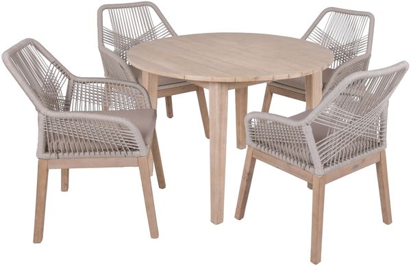 Garten-Sitzgruppe KIEV 5-tlg. - Akazie, Beige | Gartenmöbel-Set Gartengarnitur Garten-Essgruppe mit Stühlen und Esstisch