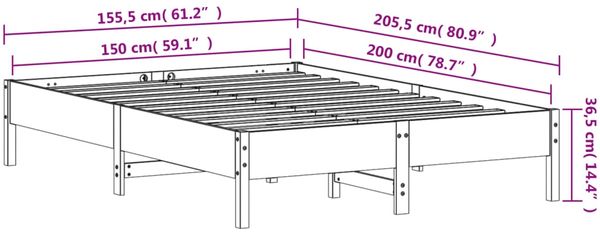 vidaXL Massivholzbett ohne Matratze Weiß 150x200 cm Kiefernholz 842695 Bild 9
