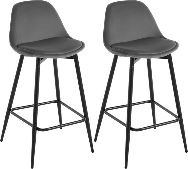 Klihome Barhocker (2 St), hoher Hocker PP Samt, für Bar Küche Esszimmer Theke