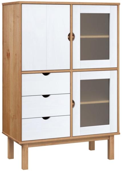 vidaXL Highboard OTTA Braun&Weiß 85x43x125 cm Massivholz Kiefer 351308