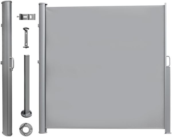 osoltus Alu Seitenmarkise Seitenwand Seitenrollo 180 x 300 cm Hellgrau