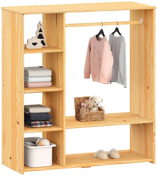 IDIMEX Kinderkleiderschrank RAFAEL Kinderschrank mit Kleiderstange kinderregal standgarderobe Kiefer