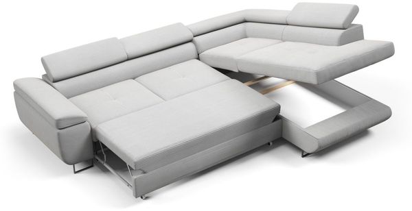 Ecksofa mit Schlaffunktion DECLAN Stoff Poso Altweiß Ottomane Rechts Bild 2