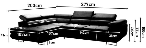 Ecksofa mit Schlaffunktion DECLAN Stoff Poso Altweiß Ottomane Rechts Bild 5