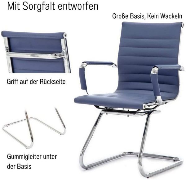 WAHSON OFFICE CHAIRS Bürostuhl 2 PU-Leder-Freischwinger Besucherstühle mit Chromgestell