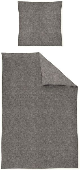 Irisette Mink Flausch Cotton Bettwäsche 135x200 uni Melange grau 8835-12