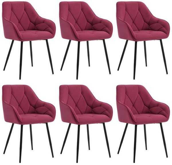 Woltu 4-Fußstuhl (Set, 6 St), Esszimmerstühle ergonomischer aus Samt