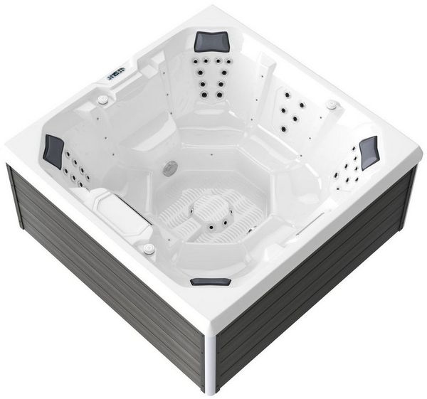 TroniTechnik Whirlpool Outdoor Spa TORCELLO weiß 210x210, Sanitäracryl, Aufstellbecken, (inkl. Thermoabdeckung), integrierte Heizung, Massage, Led