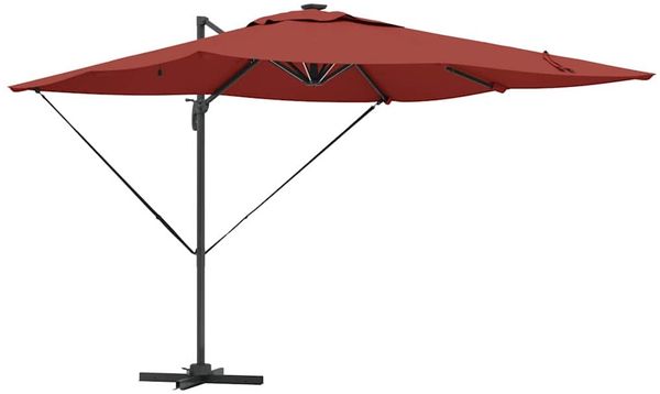 Sonnenschirm, Terrassenschirm mit LED-Lichtleisten Terrakotta 286 x 284 x 270 cm
