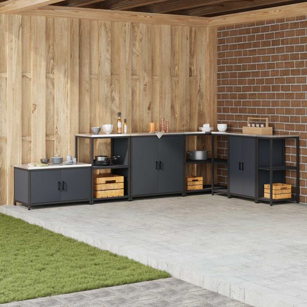 Küchenaufbewahrung, BuffetSchrank mit Regal Anthrazit 90x50x92 cm Stahl