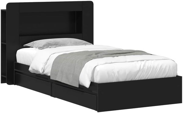 vidaXL Bettgestell mit Stauraum Schwarz 75x190 cm Holzwerkstoff 3433611