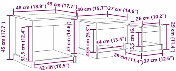 vidaXL Couchtisch 3 pcs Altholz Holzwerkstoff 881450 Bild 10